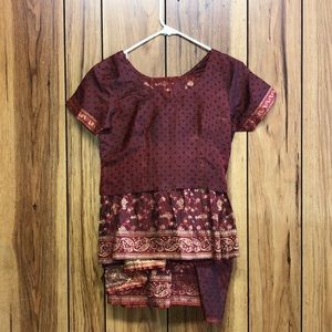 Indian synthetic banarsi sari stitched